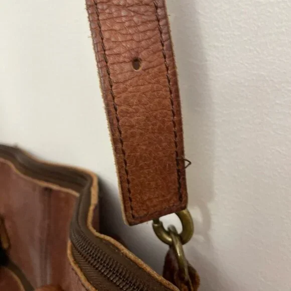 Duluth Trading Brown Leather Messenger Bag & Dust Bag Adjustable Shoulder Strap